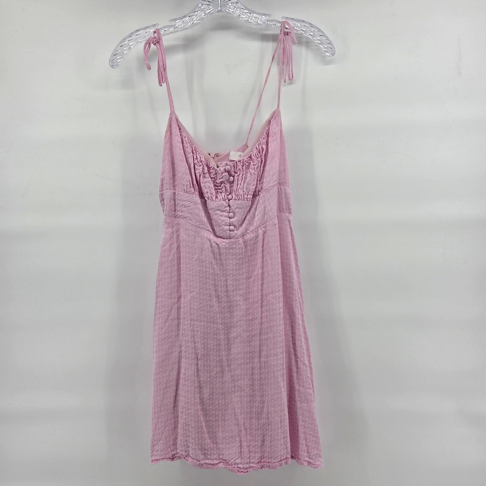 ASTR the Label Mini Dress S‎ Pink Houndstooth Tie Shoulder Coquette Barbiecore